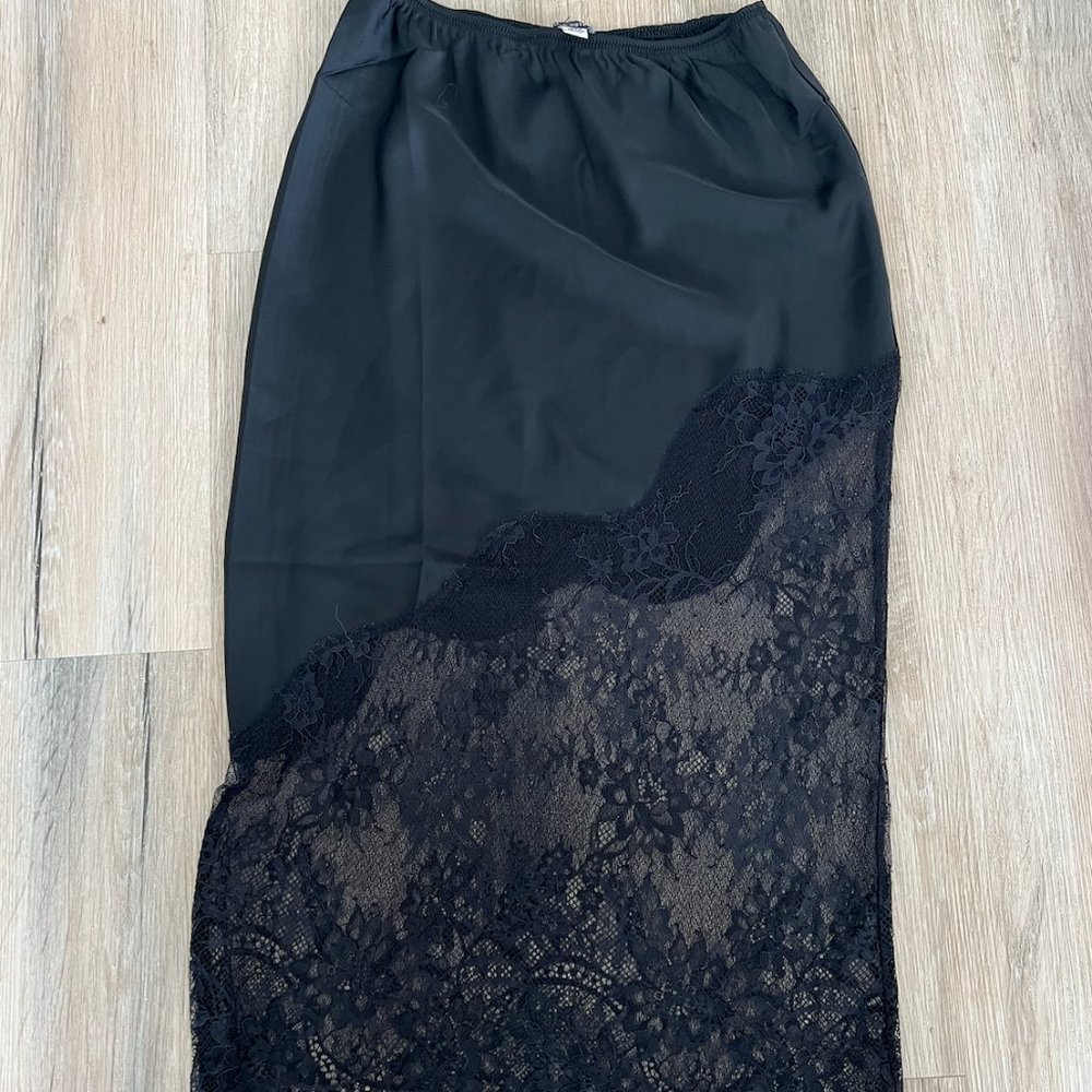 UO Black Midi Slip Skirt